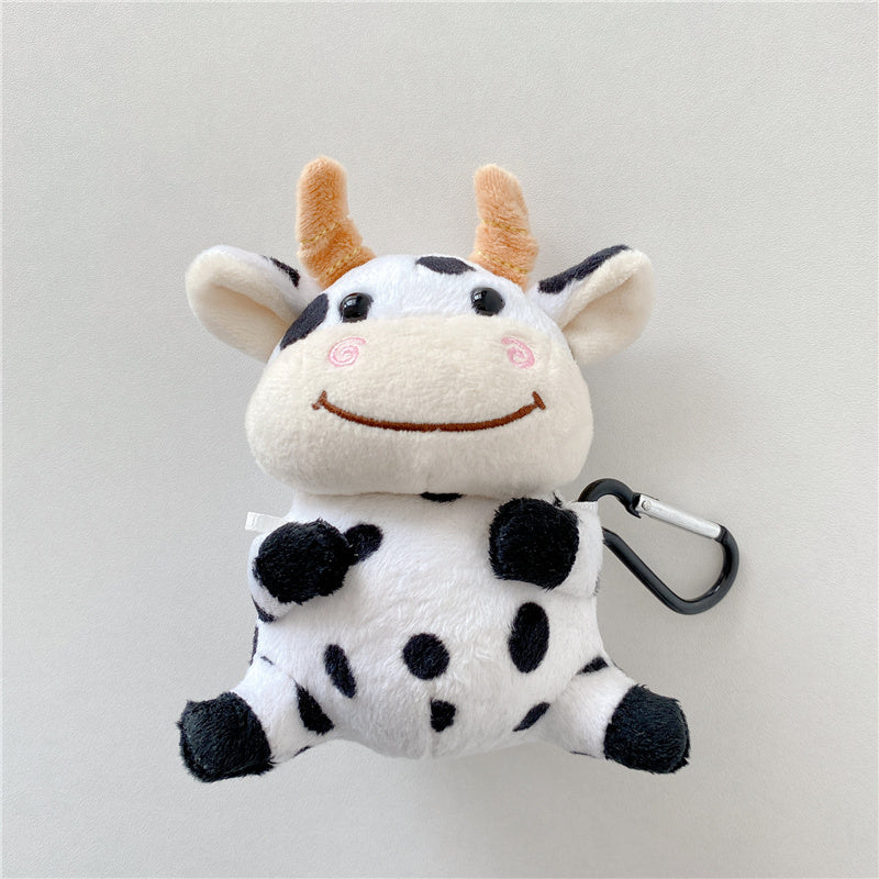 Cartoon Plush Cow Shaped Bluetooth Headphone Cover