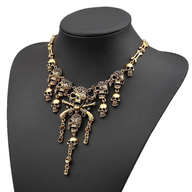 Vintage Skull Necklace - Halloween — back view