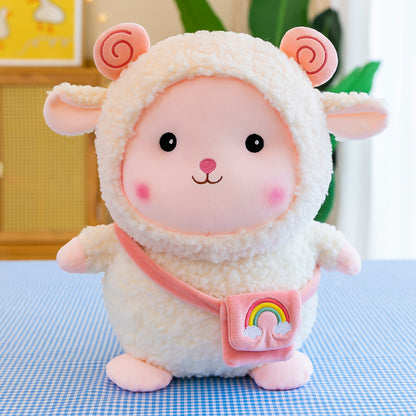 Backpack Lamb Doll Plush Toy — back view