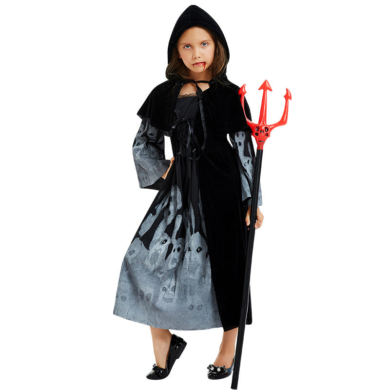 Halloween Witch Children's Clothing Luminous Ghost Demon Dress Horror Witch Vampire Costume — scale reference