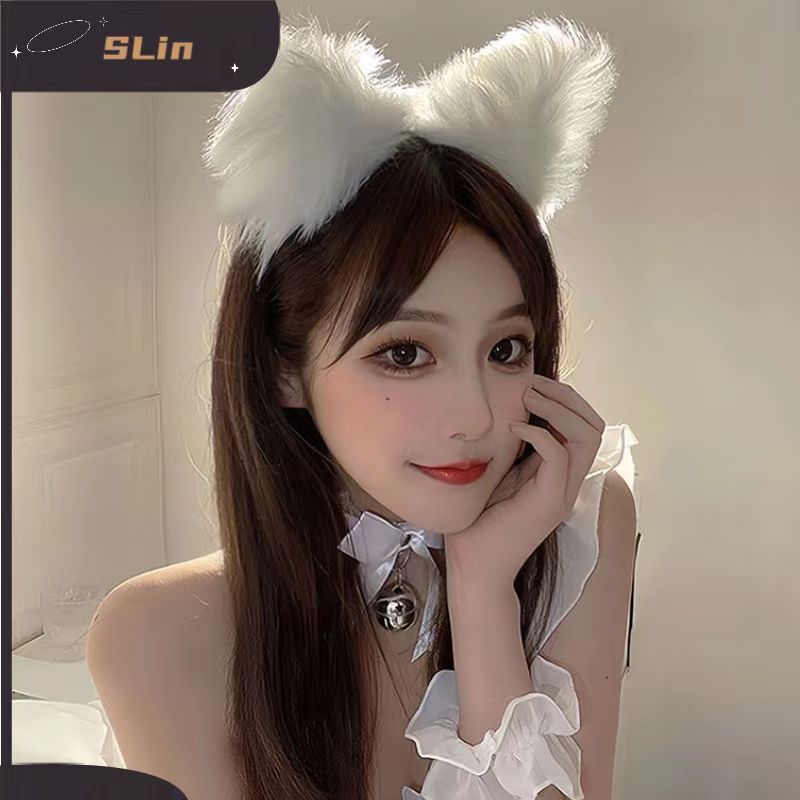 Furry Cat Ears Headband For Women — back view
