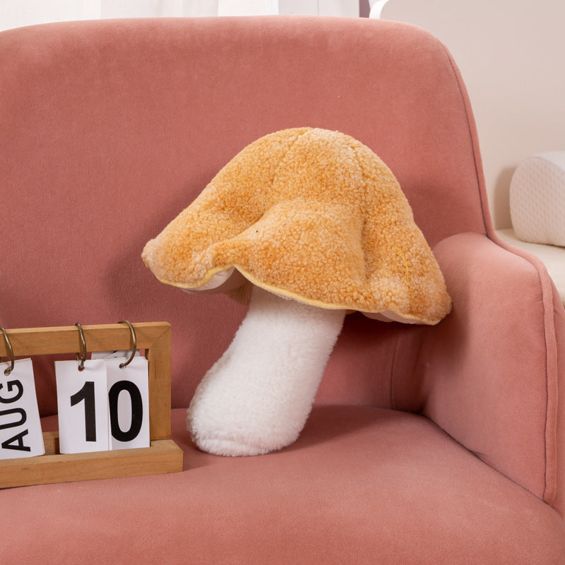 Cute Colorful Small Mushroom Pillow Plush Toy — in use