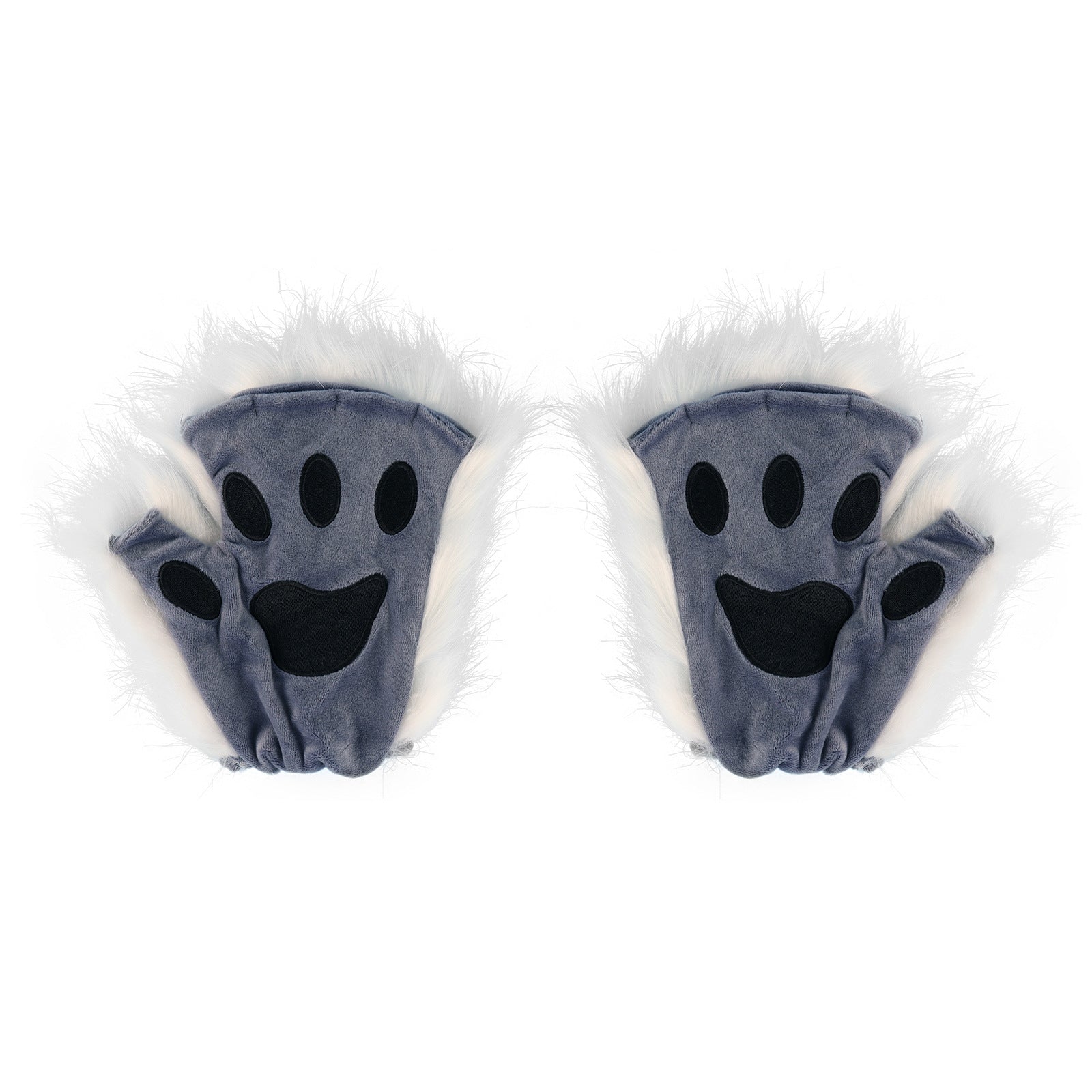 Half Finger Warm Plush Cat's Paw Gloves Halloween Cosplay Props — side view