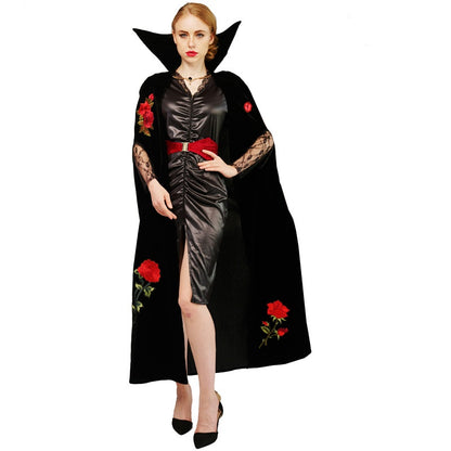 Couple's Halloween Rose Embroidery Vampire Stage Performance Party Costume — side view