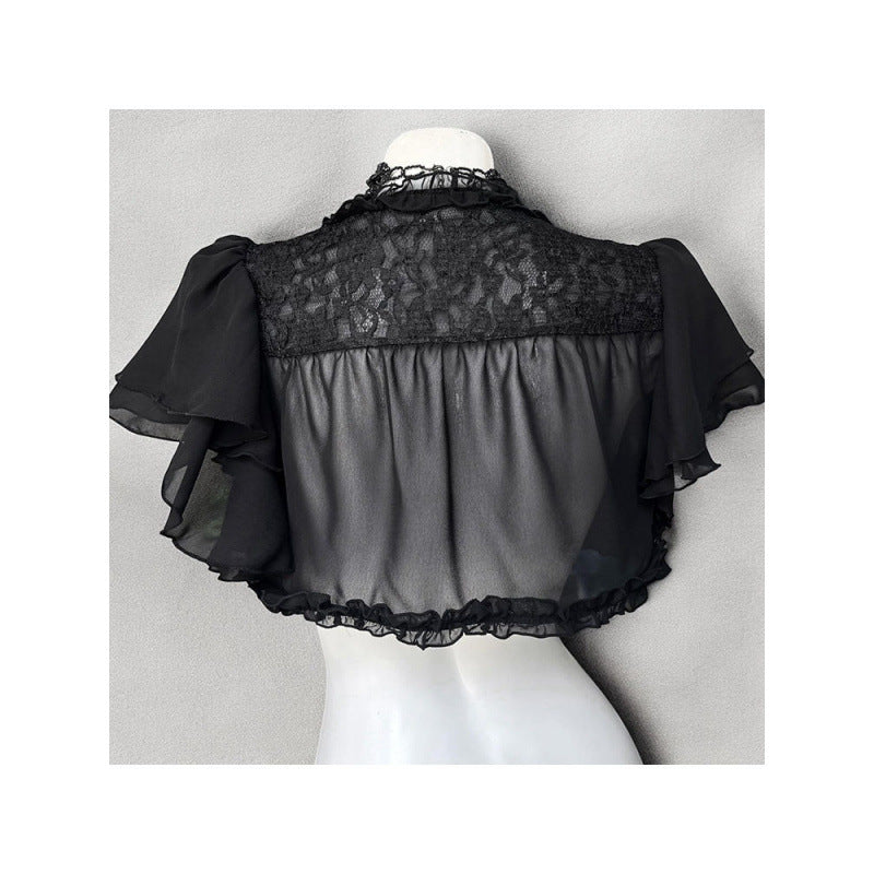 Black Gothic Style Vintage Lolita Dress Black Cardigan Two-piece Set Women's Summer New — in use