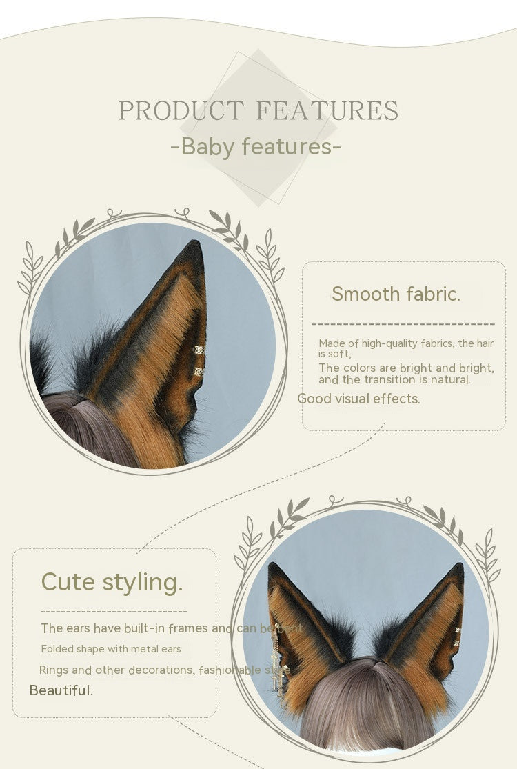 Plush Simulation Animal Ears Headband — back view