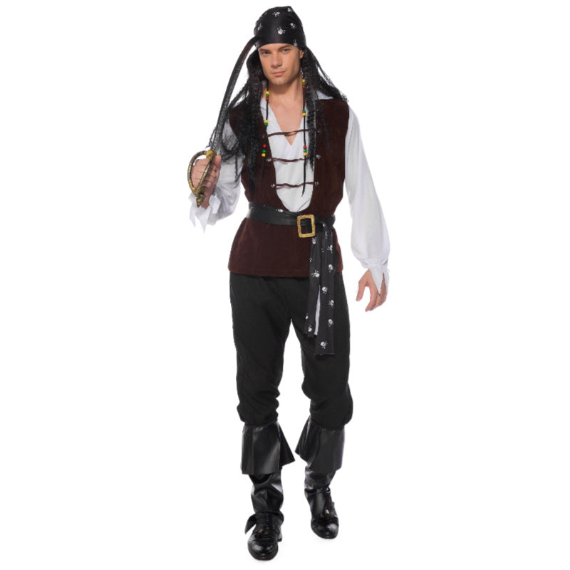 Men's Cosplay Clothes Halloween Pirates Of The Caribbean Clothing — back view