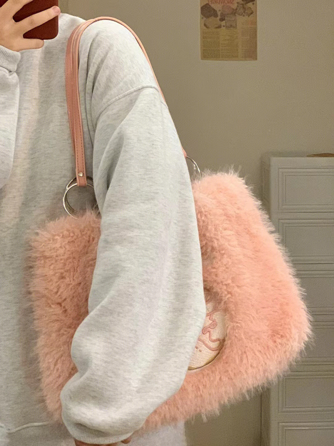 Donut Embroidery Plush Tote Bag | Magic Stories