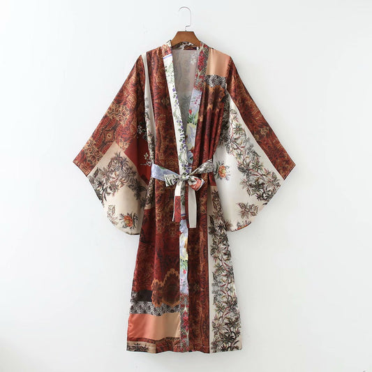 Fashion Ladies Printed Kimono Dress Outer Wear