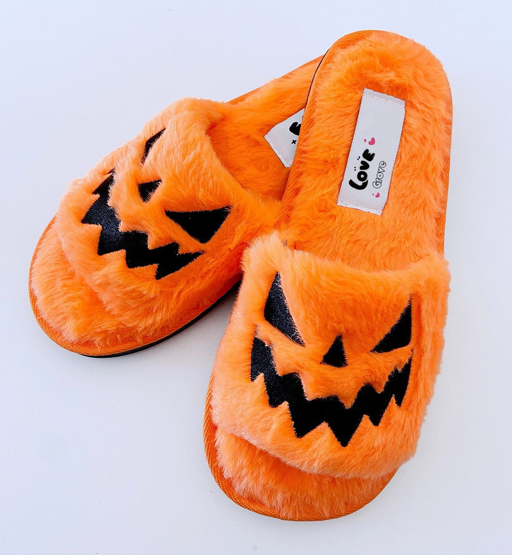 Halloween Women's Soft And Comfortable Plush Slippers Cosplay Shoes Furry Plush Slippers Kawaii Cute Shoes Home — back view