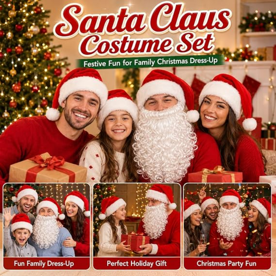 2PCS Santa Hat And Beard Set, Christmas | Magic Stories
