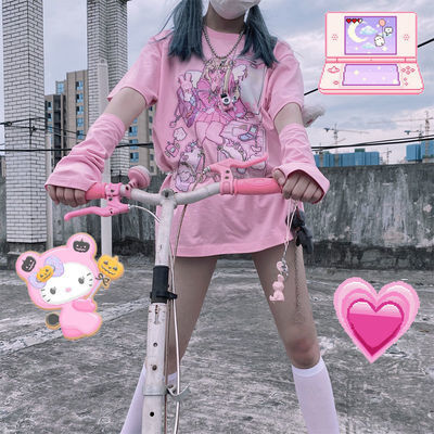 Gothic Pink Harajuku Anime Girl Loose Aesthetic T-Shirt — packaging