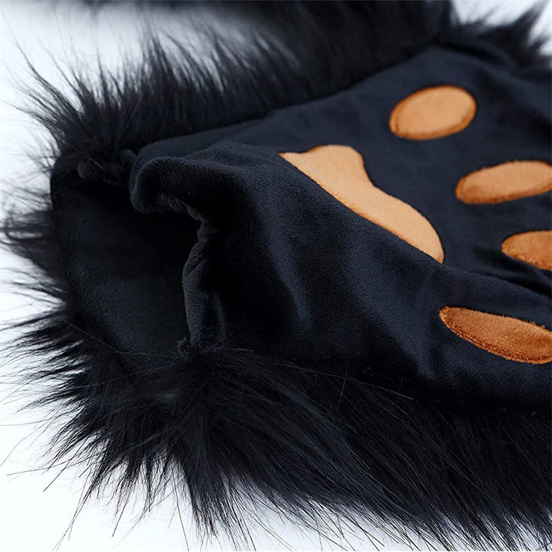 Half Finger Warm Plush Cat's Paw Gloves Halloween Cosplay Props — packaging