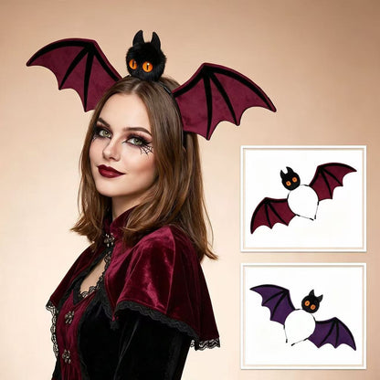 Halloween Vampire Bat Wings Headband, Funny Furry Beast Ear Cosplay Hair Hoop, Novelty Spooky Bat Costume Headpiece For
