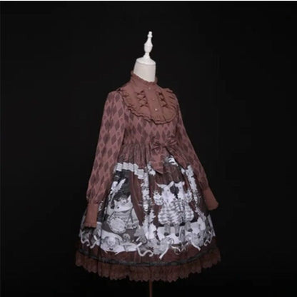 Amoi Deformity Show Lolita Retro Palace Lace Girl Op Lolita Dress — side view