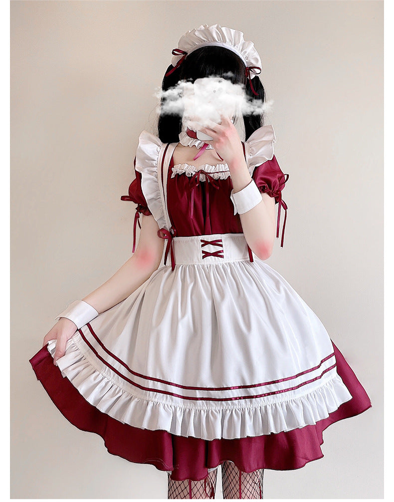 Red Make Your Cat Maid Costume Lolita Maid Dress — detail