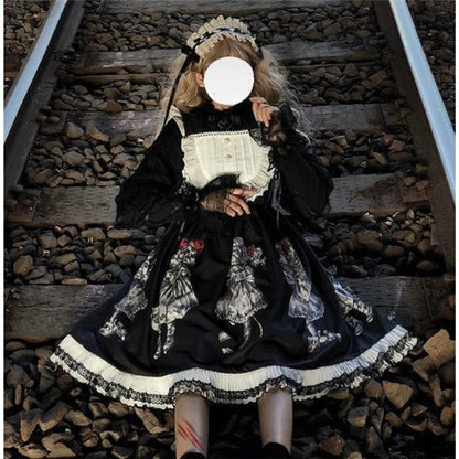 Factory Original Lolita Skirt Student Dark Retro Gorgeous Gothic Simple Lolita Dress Jsk Suspender Skirt — detail