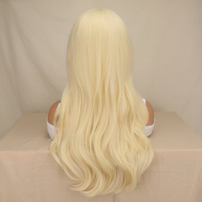 Light Golden Cosplay Wig Micro Curly Long Wig — side view