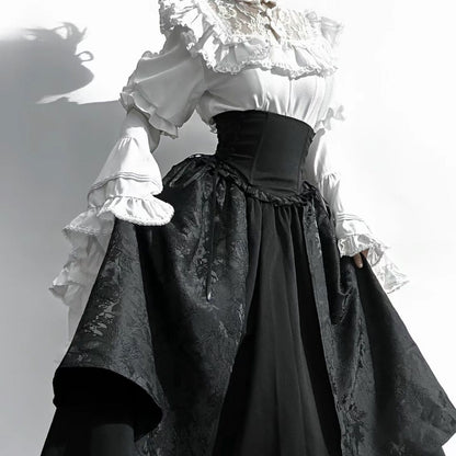 Gothic Lolita Midi Skirt Long Dress Princess-sleeve Shirtluxurious And Elegant