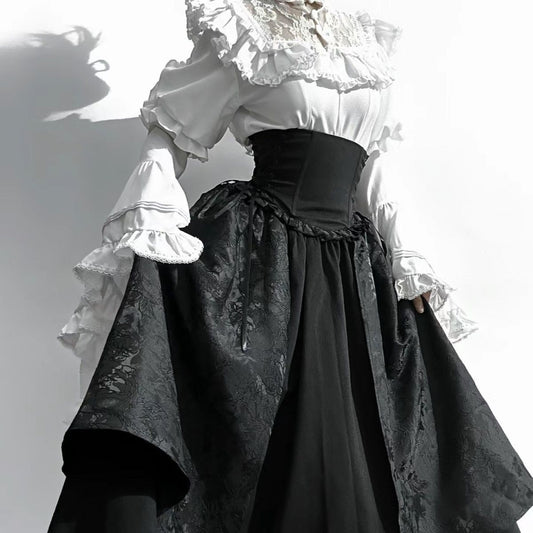 Gothic Lolita Midi Skirt Long Dress Princess-sleeve Shirtluxurious And Elegant