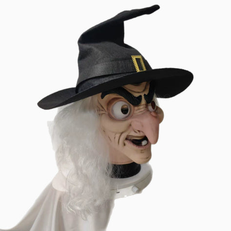 Witch Mask With Hood And Long Hair Cosplay Party Gag Prop — detail