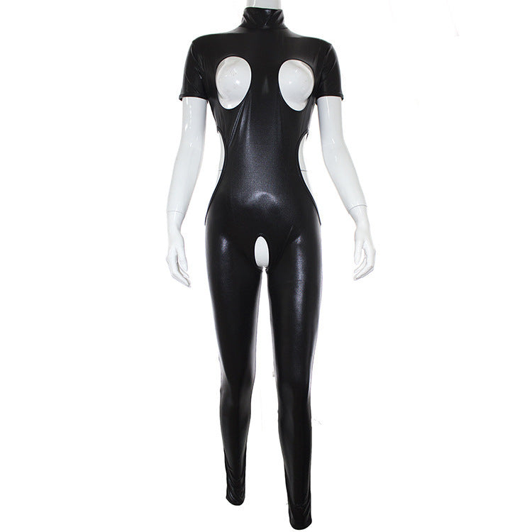 Black Patent Leather Costume Cosplay Queen's Bodysuit — scale reference