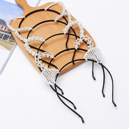 Cute Handmade Diamond Little Devil Cat Ear Headband — detail