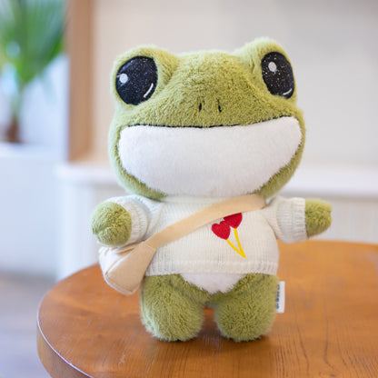 Cute Frog Doll Dressing Backpack Plush Toy — side view