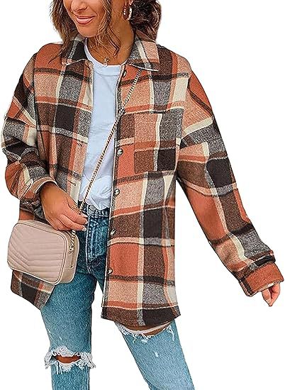 Fashionable Jacket Women's Brushed Woolen Jacket Plaid — side view