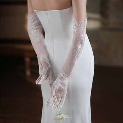 New Super Fairy White Lace Tulle Bride Photo | Magic Stories