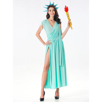 Greek Goddess Split Cosplay Halloween Stage Costume — in use