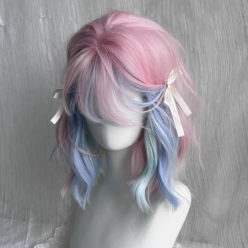 Curly Cosplay Wig Full Headpiece — back view