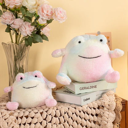 Cute Frog Doll Pillow Colorful Tie-dye Plush Toy — back view