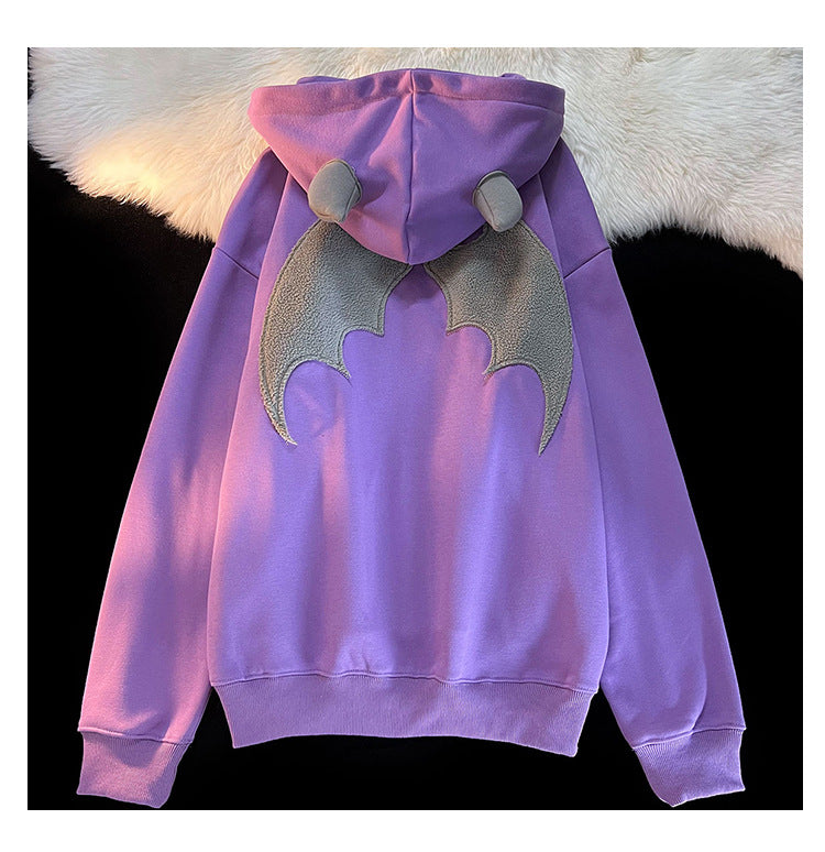 Devil Horn Hooded Cardigan Brushed Hoody | Magic Stories