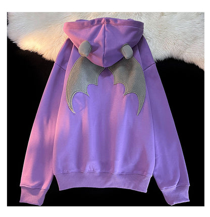 Devil Horn Hooded Cardigan Brushed Hoody | Magic Stories