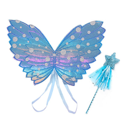 Kids Wings Wands Butterfly Rainbow Wings For Girls Princess Fairy Wings Children Halloween Cosplay Costume — scale reference