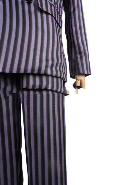 Wednesday Halloween Striped Cosplay Costume — in use