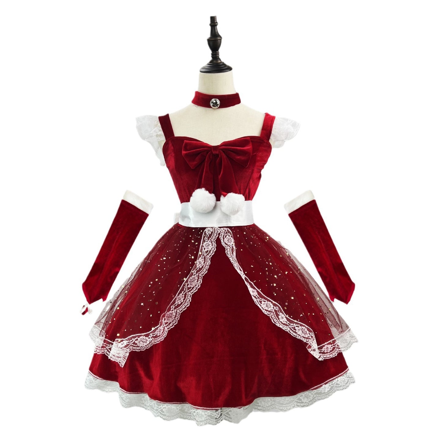 Princess Christmas Outfit In Burgundy Maid Costume Perfect For Influencers And Live-Stream Performances — packaging