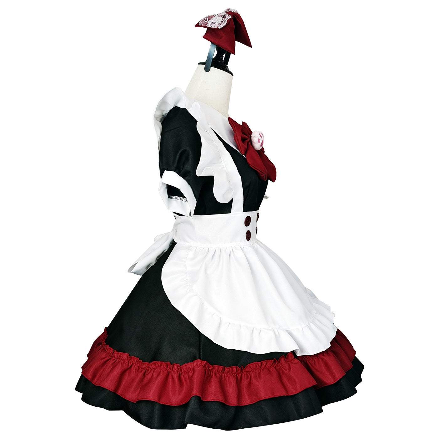 Lolita Gothic Black Red Maid Anime Cosplay Costume — scale reference