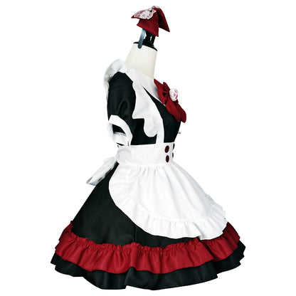 Lolita Gothic Black Red Maid Anime Cosplay Costume — scale reference