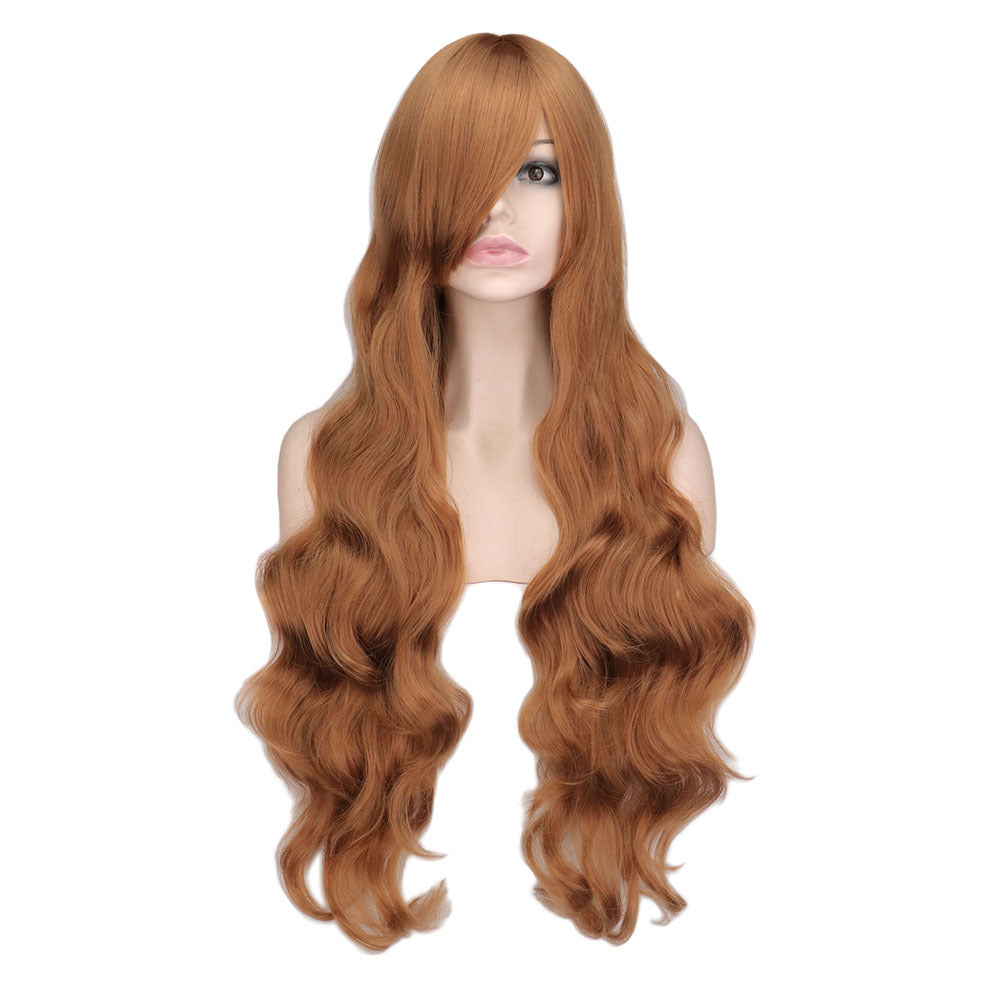 Mermaid Anime Cosplay Wig Dark Red Long Curly Hair — side view