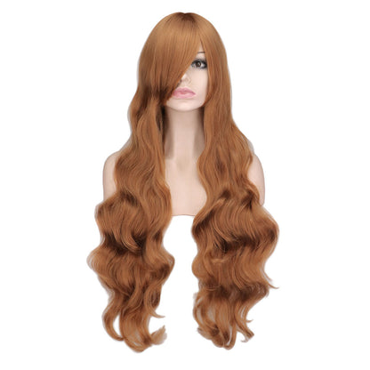 Mermaid Anime Cosplay Wig Dark Red Long Curly Hair — side view