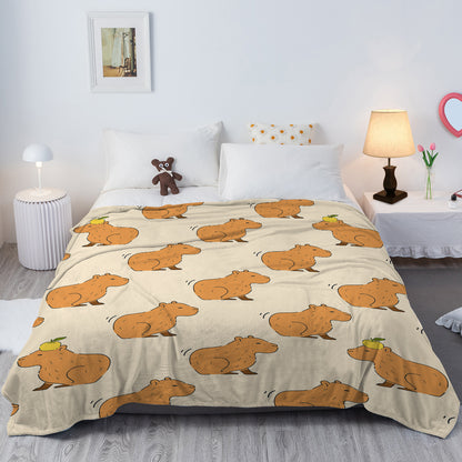 Capybara Blanket, Soft Flannel Throw For Kids Boys Girls, Cute Animal Plush Gift For Birthday, Cozy Kawaii Stuff — back view