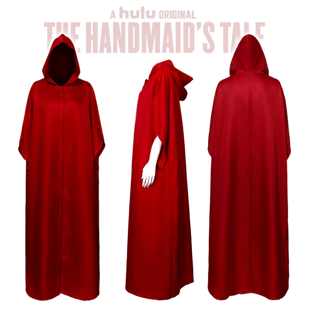 Handmaid Cosplay Duo — Offred Red Cloak Costume + 100cm Long Straight Black Wig