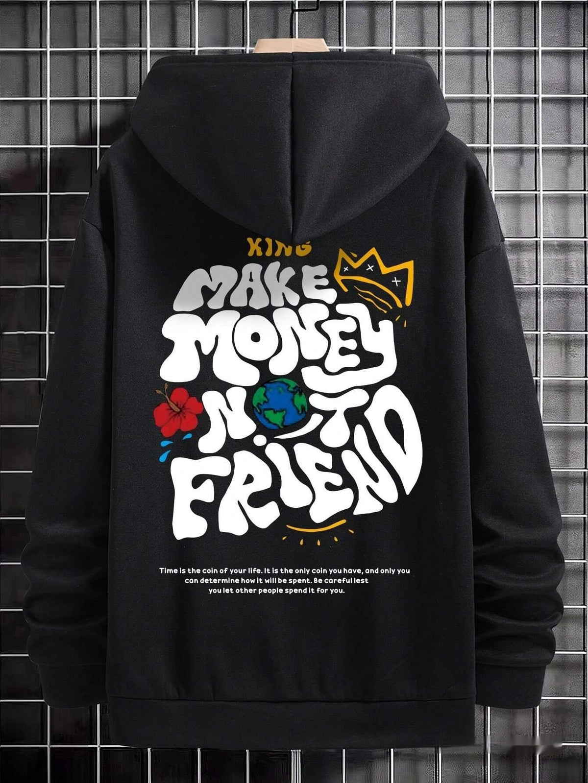 Harajuku Fashion Hooded Sweatshirt — back view