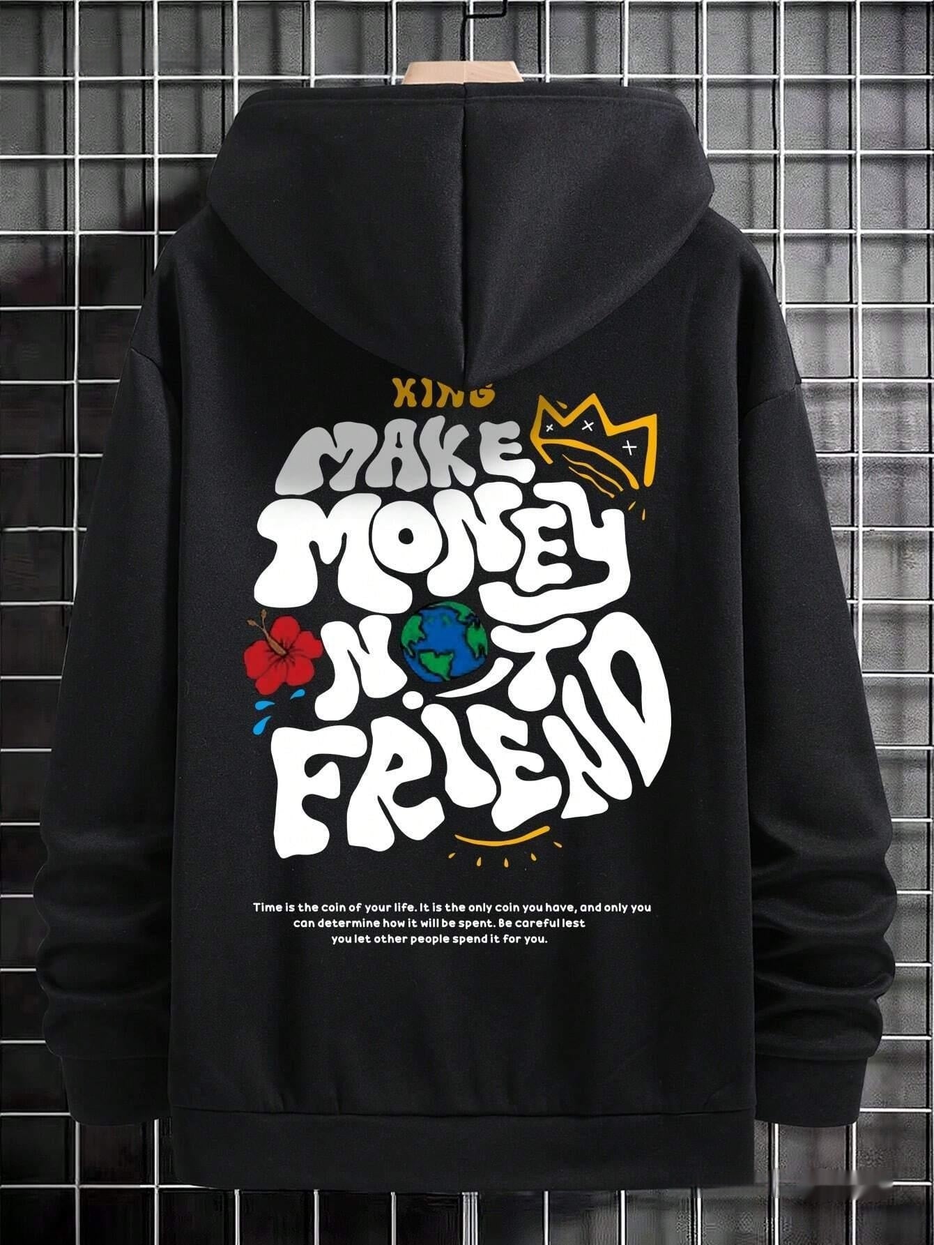 Harajuku Fashion Hooded Sweatshirt — back view