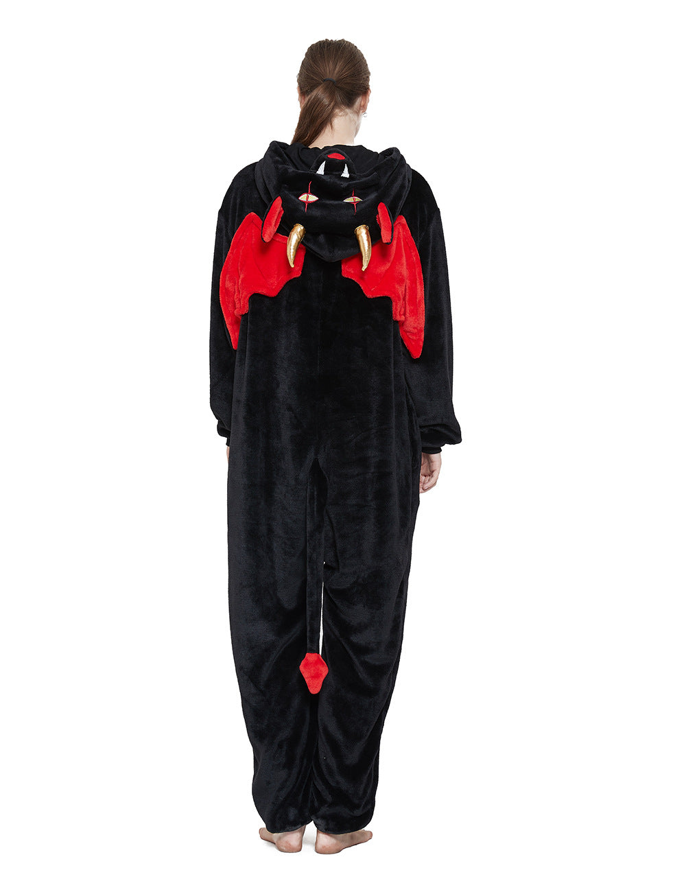 Adult Kigurumi Devil Onesies Flannel Cute Animal Pajamas Sets Kids Winter Demon Nightie Pyjamas Sleepwear — packaging