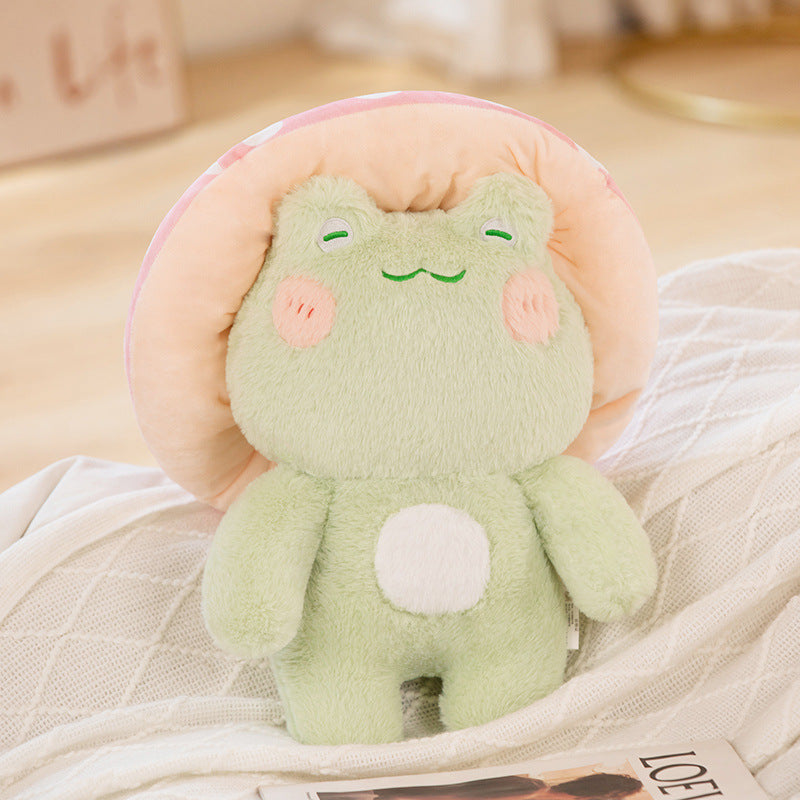 Mushroom Frog Plush Doll Pillow — detail