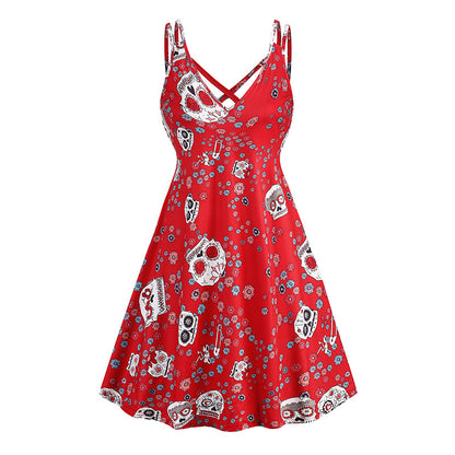 V-neck Strap Halloween Printed Pumpkin | Magic Stories