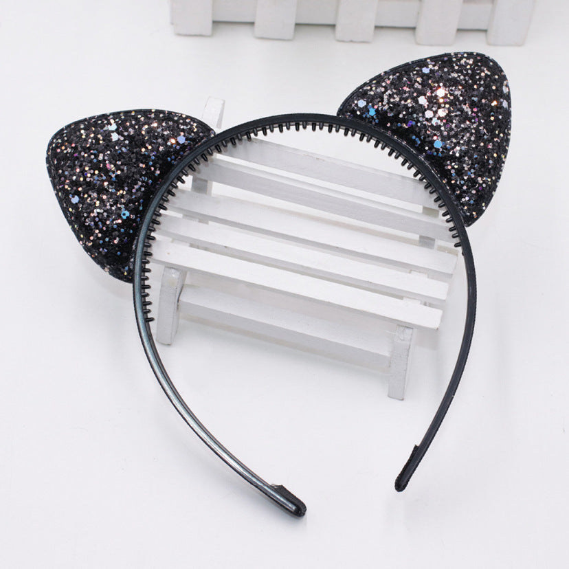 Cat Ears Headband Fine Sequins Cartoon